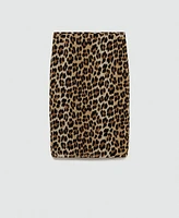 Mango Women's Leopard Midi Skirt