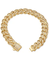 Blackjack Men's Miami Cuban Link Cubic Zirconia Bracelet Gold-Tone Ion-Plated Stainless Steel