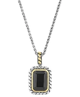 Effy Onyx Rope-Framed 18" Pendant Necklace in Sterling Silver & 14k Gold-Plate