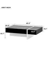 Slickblue Contemporary Rectangle Coffee Table with High Gloss Finish, Modern Center for Sofa