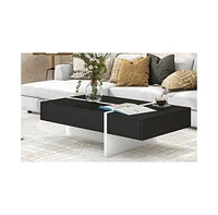 Slickblue Contemporary Rectangle Coffee Table with High Gloss Finish, Modern Center for Sofa