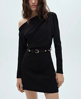 Mango Women's Short Asymmetrical Dress