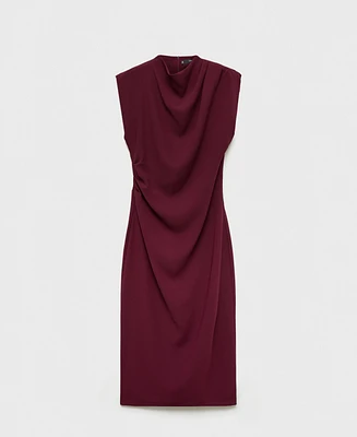 Mango Women's Gathered Turtleneck Dress