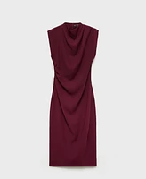 Mango Women's Gathered Turtleneck Dress