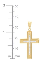 Polished Cross Pendant in 14k Yellow & White Gold