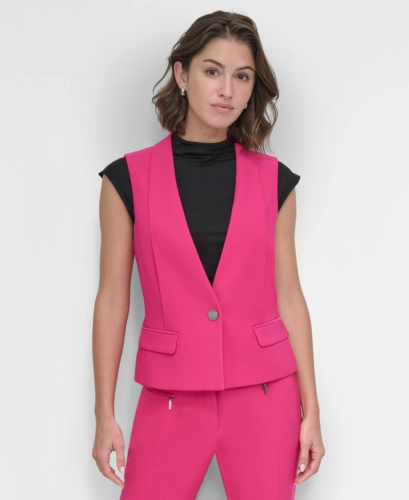 Dkny Women's Collarless Single-Button Vest