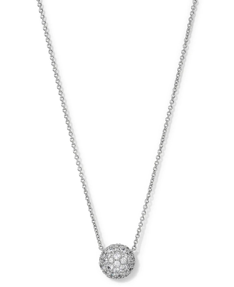 Eliot Danori Silver-Tone Cubic Zirconia Pave Dome Circle Necklace, 16" + 2" extender, Created for Macy's