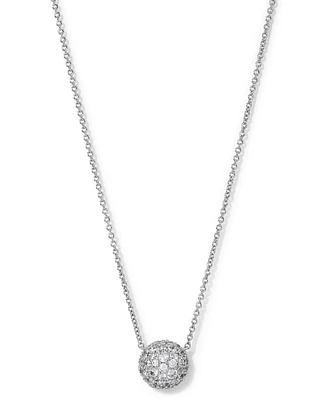 Eliot Danori Silver-Tone Cubic Zirconia Pave Dome Circle Necklace, 16" + 2" extender, Created for Macy's