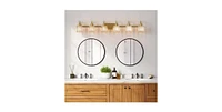 gaomon Bathroom Vanity Light Fixtures Over Mirror,6 Light Modern Crystal Wall Lighting with Square Shade