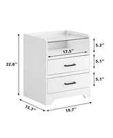 gaomon White Nightstand Led Night Stand with 2 Drawers