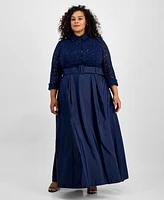 Alex Evenings Plus 3/4-Sleeve A-Line Gown