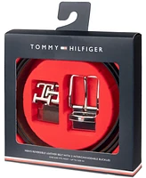 Tommy Hilfiger Men's 4-In-1 Boxed Belt Set - Reversible Leather Strap with 2 Interchangeable Buckles