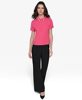 Karl Lagerfeld Paris Women's Embellished Collar Ponte-Knit Top