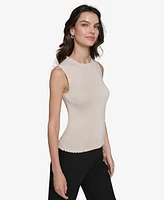 Karl Lagerfeld Paris Women's Ruffled Rib-Knit Sleeveless Top