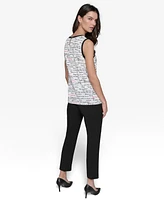 Karl Lagerfeld Paris Women's Contrast-Tipped Printed Sleeveless Top