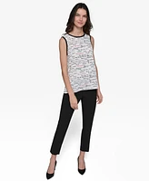 Karl Lagerfeld Paris Women's Contrast-Tipped Printed Sleeveless Top