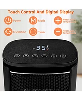 Sugift 1500W Electric Oscillation Table Space Heater ,Thermostat Portable Heater with 1-12h Timer and Remote for Office Home