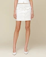 Avec Les Filles Women's Button Front Mini Skirt