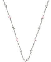 Kendra Scott Rhodium-Plated Pink Heart 19" Adjustable Strand Necklace