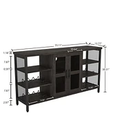 Slickblue Industrial Wine Bar Cabinet – Versatile Liquor Storage Sideboard with Wine Racks & Stemware Holder