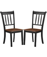 Sugift 2 Pieces Solid Whitesburg Spindle Back Wood Dining Chairs