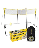 Crossnet Four Square Volleyball Net and Game Set with Carrying Backpack & Ball