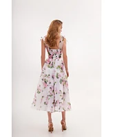 Milla Women's Tender Floral Midi Tie-Strap Dress