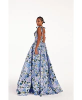 Milla Women's Blue Hydrangea Strapped Maxi Dress