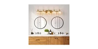 gaomon Bathroom Vanity Light Fixtures Over Mirror,5 Light Modern Crystal Wall Lighting with Square Shade