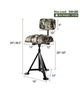 Sugift Swivel Hunting Chair Tripod Blind Stool with Detachable Backrest
