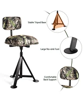 Sugift Swivel Hunting Chair Tripod Blind Stool with Detachable Backrest