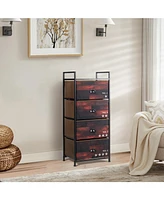 Sugift Industrial 4 Fabric Drawers Storage Dresser with Fabric Drawers and Steel Frame