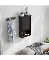 Sugift Bathroom Wall Mount Storage Cabinet Single Door with Height Adjustable Shelf-Rustic Brown