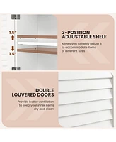 Sugift 2-Doors Bathroom Wall-Mounted Medicine Cabinet with Towel Bar-White