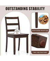 Sugift Set of 2 Wood Dining Chairs with Solid Rubber Wood Legs-Brown