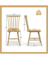 Sugift Set of 2 Windsor Dining Chairs with High Spindle Back-Natural