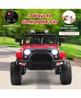 Sugift 12V Kids Ride On Truck with Remote Control and Headlights-Red