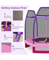 Sugift 7 Feet Kids Recreational Bounce Jumper Trampoline-Pink