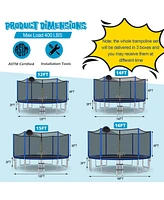 Sugift Outdoor Recreational Trampoline with Enclosure Net-12 ft