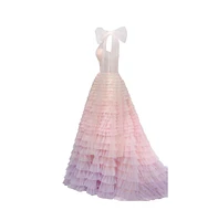 Milla Women's Charming Ball Gown With The Frill-Layered Ombre Maxi Skirt