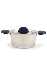 Stacca 10" Stainless Steel Covered Stock Pot, Blue