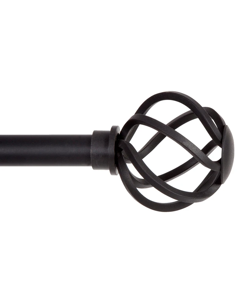 Kenney Cage 5/8-Inch Decorative Curtain Rod Black and Pewter with Stylish Finials