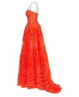 Milla Women's Tangerine Tulle Ornament Maxi Dress