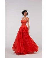 Milla Women's Tangerine Tulle Ornament Maxi Dress