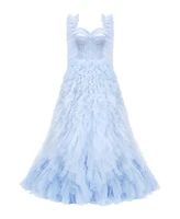 Milla Women's Light Blue All Ruffled Up Evening Fluffy Dress
