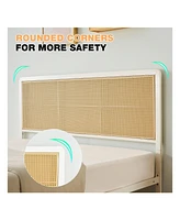gaomon Rattan Bed Frame With Headboard And Footboard, Heavy Duty Metal Platform Bed Frame With Storage, Easy Assembly, No Box Spring Needed, Mattress
