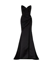 Milla Women's Black Strapless Evening Gown With Thigh Slit