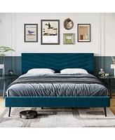 gaomon Full/Queen/King Upholstered Bed Frame, Velvet Frame Queen With Adjustable Headboard, Platform And Noise-Free, No