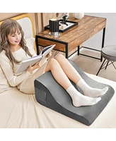 Sugift Bed Wedge Pillow with Tablet Pillow Stand and Side Pockets-Gray