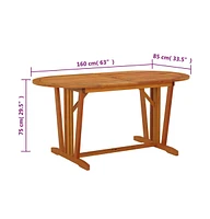 vidaXL Patio Table 63"x33.5"x29.5" Solid Wood Eucalyptus
